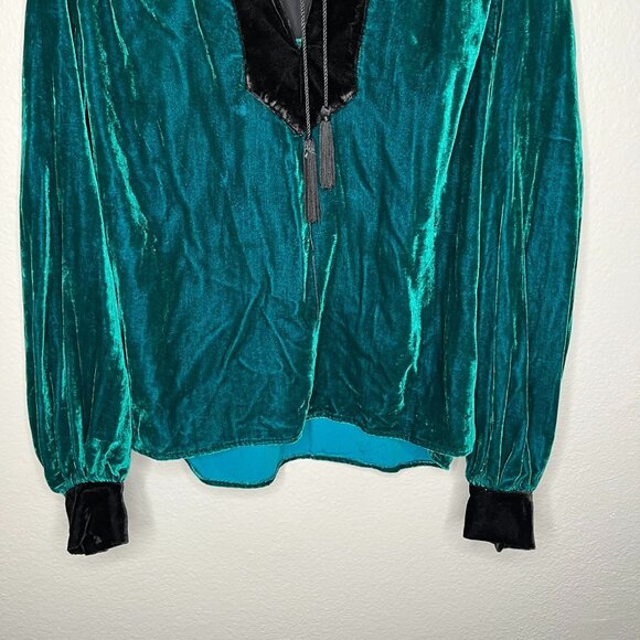 House Of Harlow 1960 x Revovle Green Velvet Long Sleeve Peasant Blouse small - Picture 4 of 12